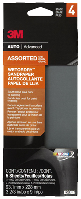 03006 3.66 X 9 In. Wet Or Dry Automotive Sandpaper, 5 Piece