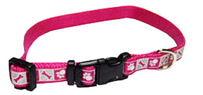 Coastal Pet 46382 A Pkf12 .38 In. Adjustable Reflective Dog Collar - Pink Flamingo