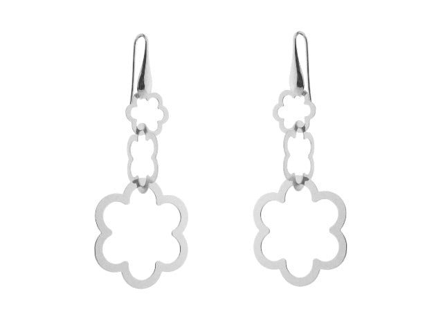 95117 925 Sterling Silver Flower Earrings, Rhodium
