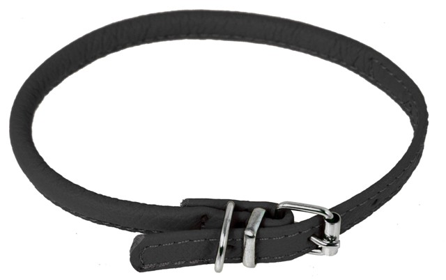 L1000-1 6-8 L X 14 W In. Round Leather Collar, Black