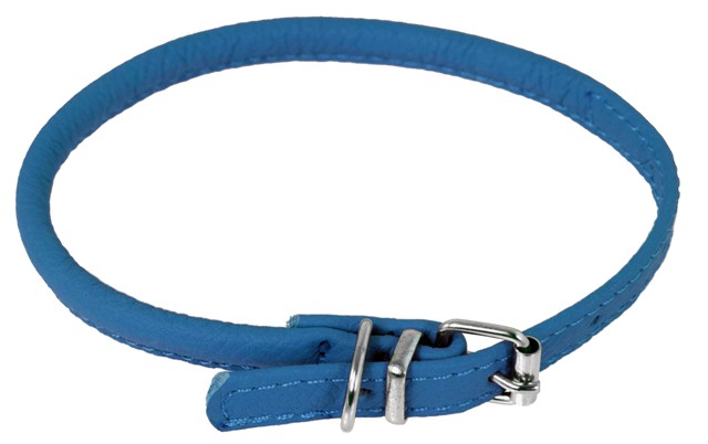 L1001-21 8-10 L X 0.25 W In. Round Leather Collar, Royal Blue