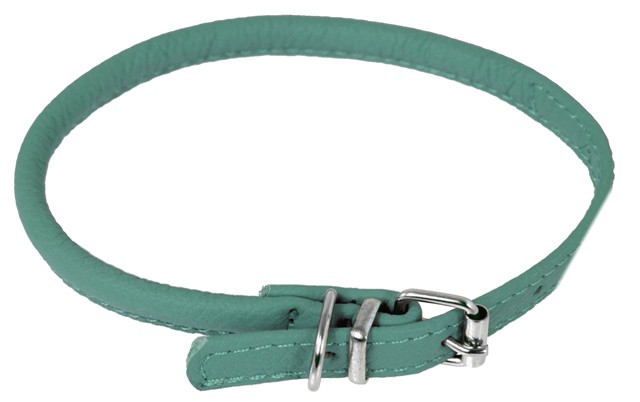 L1001-23 8-10 L X 0.25 W In. Round Leather Collar, Teal