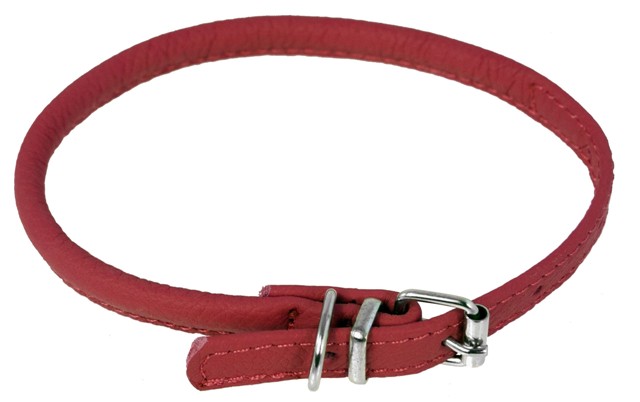 L1001-3 8-10 L X 0.25 W In. Round Leather Collar, Red