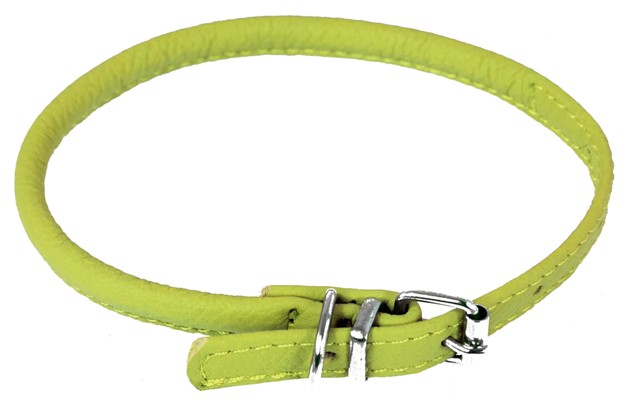 L1005-5 19-22 L X 0.5 W In. Round Leather Collar, Green
