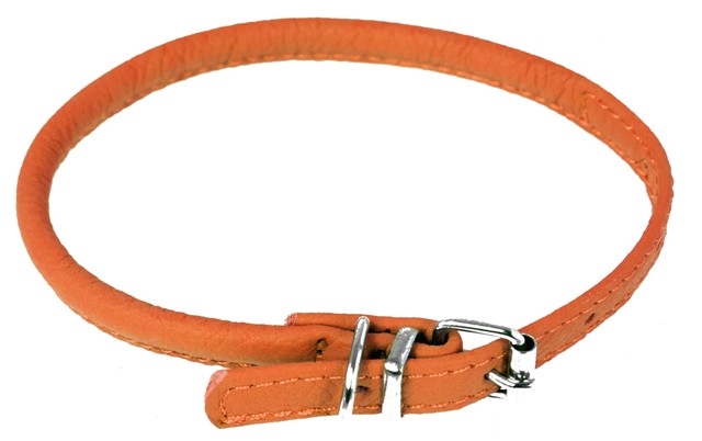 L1006-4 22-25 L X 0.5 W In. Round Leather Collar, Orange