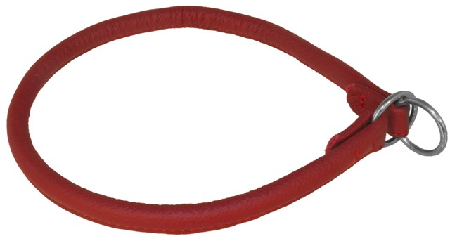 L1312-3 12 L X 0.25 W In. Round Leather Choke Collar, Red