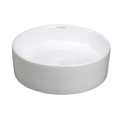 Porcelain Round Vessel Flat Side Bowl Sink