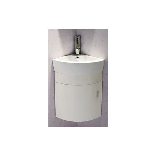 Single Melamine Wall Hung Corner Bathroom Vanity Set, 16 In.