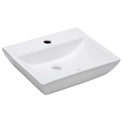 Wall-mounted rectangular compact Bathroom Sink, White