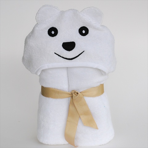 Baby Bear Hooded Bamboo Turkish Towel - White, 0-24 Months