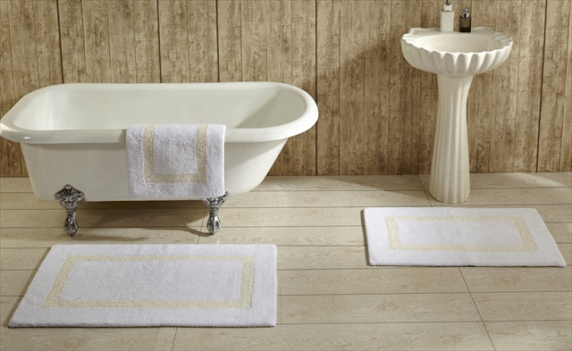 Baho2440whiv Hotel Collection Bathrug, White & Ivory - 24 X 40 In. Set Of 2