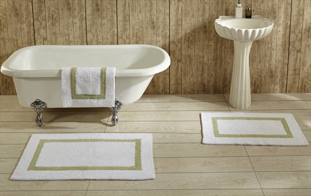 Baho1724whsa Hotel Collection Bathrug, White & Sage - 17 X 24 In. Set Of 2