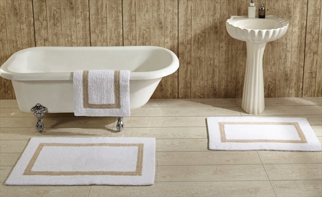 Baho2134whsd Hotel Collection Bathrug, White & Sand - 21 X 34 In. Set Of 2