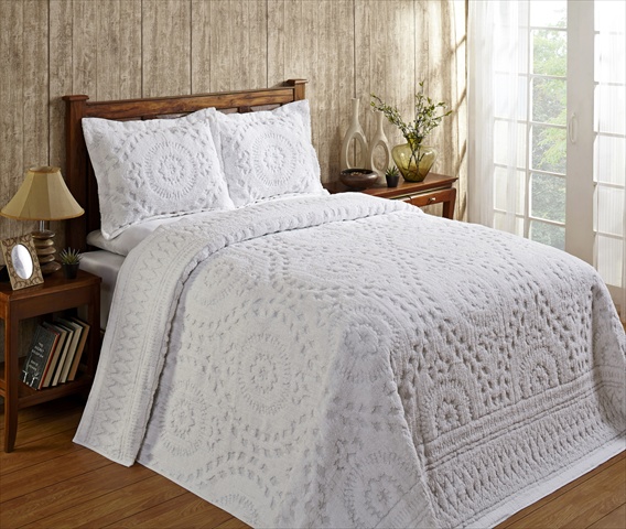 BSRIDOWH Double & Full Rio Bedspread, White - 96 in.