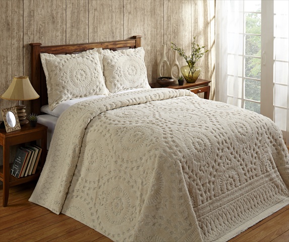 BSRITWIV Twin Rio Bedspread, Ivory - 81 in.
