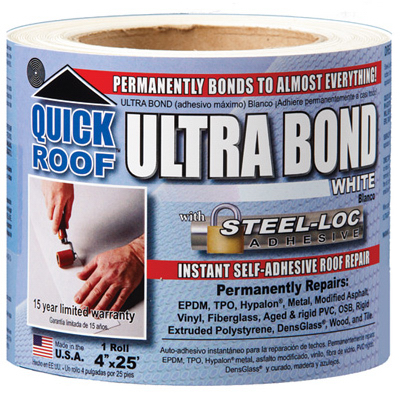 Ubw425 4 In. X 25 Ft. White Ultra Bond Instant Self-adhesive Roof Repair