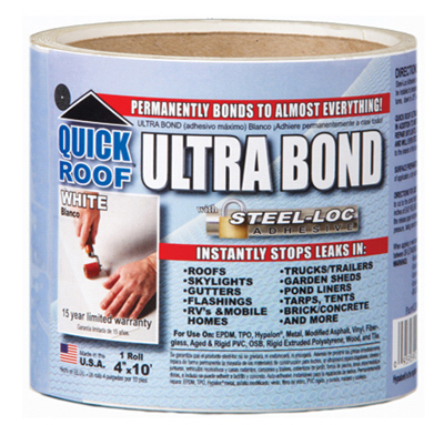Ubw410 4 In. X 10 Ft. White Ultra Bond Instant Self-adhesive Roof Repair