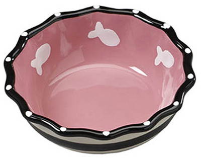6941 5 In. Contemporary Stoneware, Cat Dish - Pink