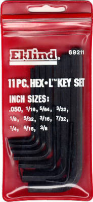 Eklind 69207 Short Arm Hex-l Key Set In Vinyl Pouch, 7 Piece