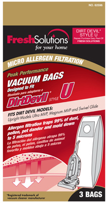 70324 Dirt Devil U Style Vacuum Bag, 3 Pack