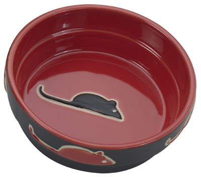 6892 5 In. Fresco Stoneware Cat Dish, Red