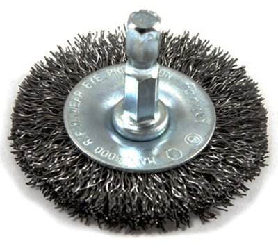 72727 Stem Mounted Coarse Crimped Wire Wheel Brush - 3 In.