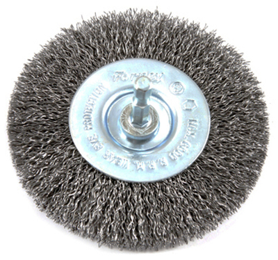 72739 Stem Mounted Coarse Crimped Wire Wheel Brush - 4 In.