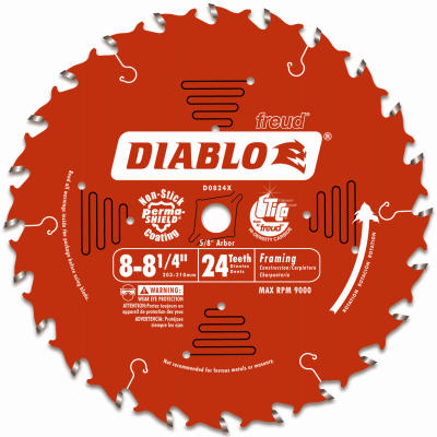 D0824x 8.25 In. X 24 Tooth Diablo Framing Blade