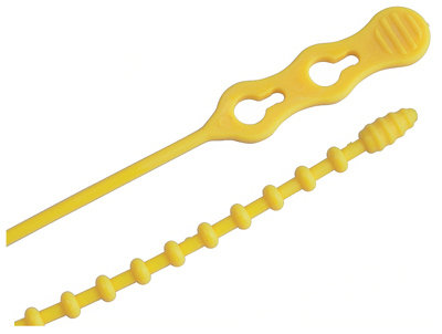 45-12BEADYW 12 in. Reusable Beaded Cable Tie - Yellow- 15 Pack