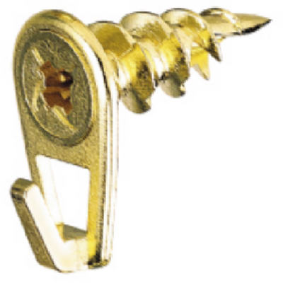 122403 Small Brass Wall Driller Picture Hooks, 2 Count
