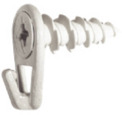 122404 White Wall Driller Picture Hooks - Small, 2 Count