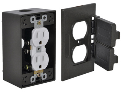 Hubbell Electrical Fcd35-br Duplex Receptacle Outlet Kit, Bronze