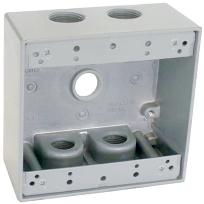 Hubbell Electrical Tgb50-5 2 Gang Outlet Box With Five 0.5 In. Holes, Gray