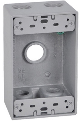 Hubbell Electrical Fsb50-5 1 Gang Rectangular Outlet Box With Five 0.5 In. Holes, Gray