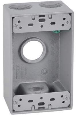 Hubbell Electrical Fsb75-4 1 Gang Rectangular Outlet Box With Four 0.75 In. Holes, Gray