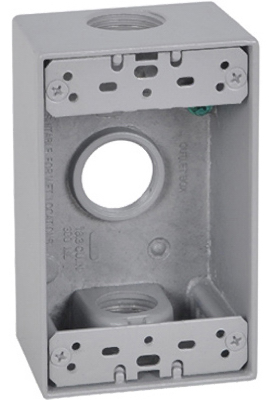 Hubbell Electrical Fsb75-3 1 Gang Rectangular Outlet Box With Three 0.75 In. Holes, Gray