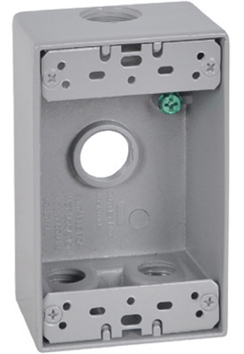 Hubbell Electrical Fsb50-4 1 Gang Rectangular Outlet Box With Four 0.5 In. Holes, Gray