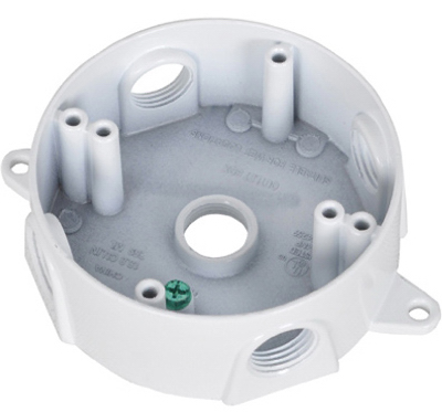 Hubbell Electrical Brd-4-w Round Outlet Box, White