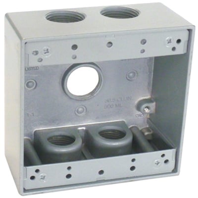 Hubbell Electrical Tgb75-5 2 Gang Outlet Box, Gray