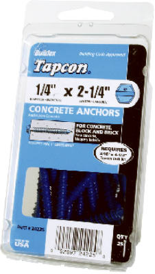 24230 25 Pack 0.25 X 2.75 In. Hex Washer Head Concrete Anchors