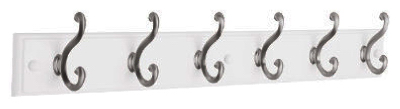 139639 27 In. White 6 Scroll With Hook Rail