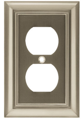 Duplex Wall Plate, 1-gang Architectural Design In Satin Nickel Zinc Finish