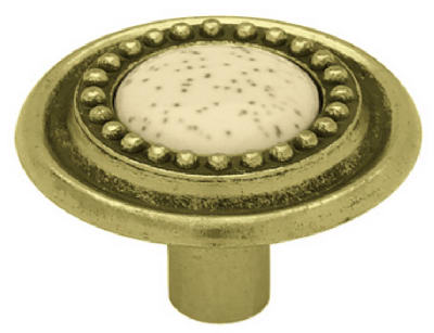 P50171h-abm-c 1.25 In. Antique Brass & White Ceramic Insert Sundial Knob