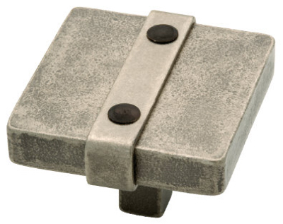 65177pi 1.5 In. Tumbled Pewter Square Cabinet Knob