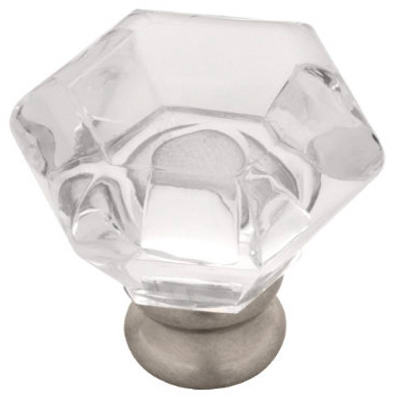 P15573l-116-u 2 Pack Clear & Satin Nickel Faceted Acrylic Knob - 1.25 In.