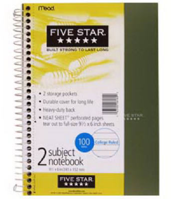 06180 100 Count - White Paper 5 Star Wire Bound Notebook