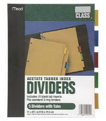 20250 11 X 8.50 In. Tab Index Dividers