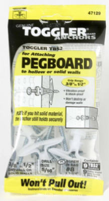 50200 0.38-0.5 In. Toggler Tbs2 Pegboard Anchors, 9 Pack