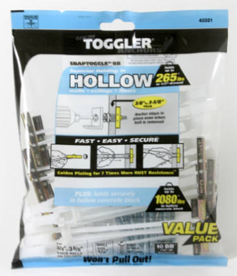 50425 0.25-20 In. Toggler Snaptoggle Bb Hollow Wall Anchors