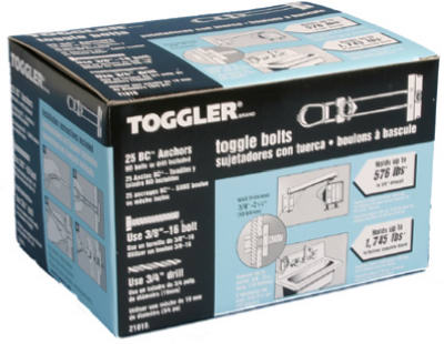 21015 0.38-16 In. Toggler Bc Toggle Bolt, 25 Pack